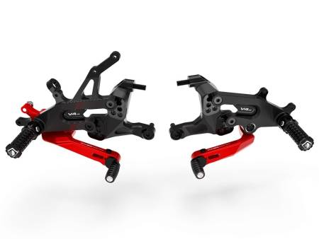 Adjustable Rear Sets Ducabike DBK PRSFV401DA BLACK-RED for Ducati STREETFIGHTER V4 / V4S 2020 > 2022