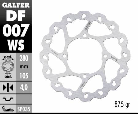 DF007WS Galfer Front Brake Disc WAVE FIXED OVERSIZE 280x4mm HONDA SH 125 i SCOOPY (D-D) 2009 > 2012