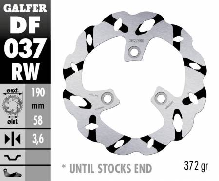 DF037RW Galfer Front Brake Disc WAVE FIXED GROOVED 190x3,6mm P.G.O. PMS 110 1999