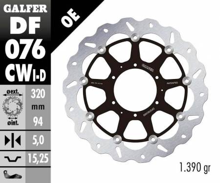 DF076CWD Galfer Front Right Brake Disc WAVE FLOATING COMPLETE 320x5m HONDA CBR 1000 RR FIREBLADE C-ABS 2009 > 2016