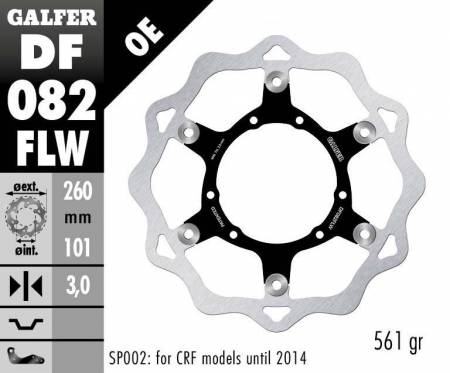DF082FLW Galfer Front Brake Disc WAVE FLOATING 260x3mm HONDA CRF 450 R 2015 > 2022
