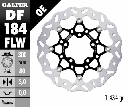 DF184FLW Galfer Front Brake Disc WAVE FLOATING (C. STEEL) 300x5mm KAWASAKI VERSYS 650 RIGHT / DER ABS 2006 > 2014