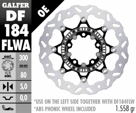 DF184FLWA Galfer Front Brake Disc WAVE FLOATING (C. STEEL) 300x5mm PHONIC ABS KAWASAKI VERSYS 650 ABS LEFT /IZQ ABS 2015