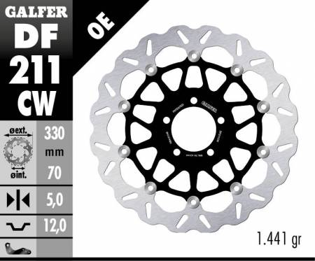 DF211CW Galfer Front Brake Disc WAVE FLOATING COMPLETE (C. ALU.) 330x5mm KAWASAKI ZX 10RR ABS 2017