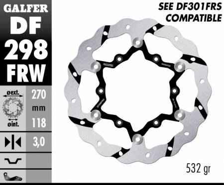 DF298FRW Galfer Front Brake Disc WAVE FLOATING GROOVED (C. STEEL) 270x3mm YAMAHA YZ 450 F 2018 > 2019