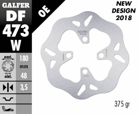 DF473W Galfer Front Brake Disc WAVE FIXED 180x3,5mm MBK BOOSTER 50 NAKED 2006