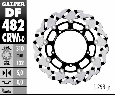 DF482CRWI Galfer Front Left Brake Disc WAVE FLOATING GROOVED 310x5mm YAMAHA YZF 600 R6 2005 > 2016