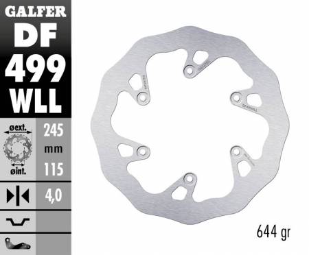 DF499WLL Galfer Disco Freno Posteriore WAVE FIXED SOLID 245X4MM YAMAHA YZ 450 F 2008 > 2011