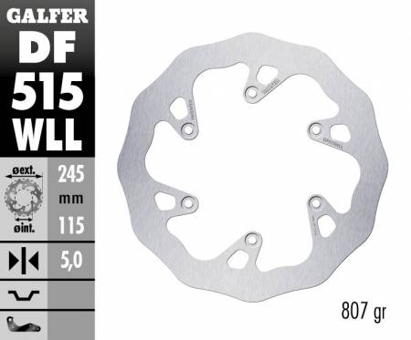 DF515WLL Galfer Disco Freno Posteriore WAVE FIXED SOLID 245X5MM YAMAHA YZ 125 2021