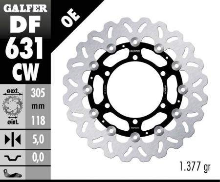 DF631CW Galfer Front Brake Disc WAVE FLOATING COMPLETE (C. ALU.) 305x5mm BMW R 1100 RS NO ABS 1995