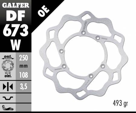 DF673W Galfer Front Brake Disc WAVE FIXED 250x3,5mm HM CRM 50 2009 > 2013