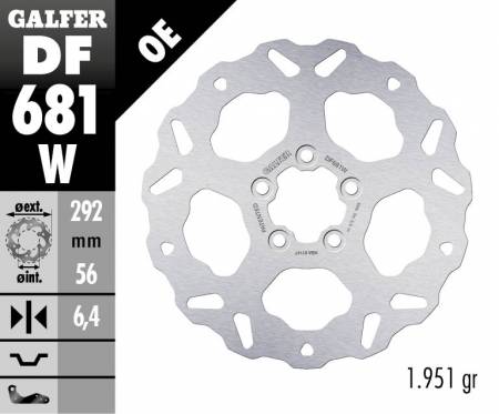 DF681W Galfer Rear Brake Disc WAVE FIXED 292x6.4mm HARLEY DAVIDSON FXD SUPER GLIDE (cast wheel) 2008
