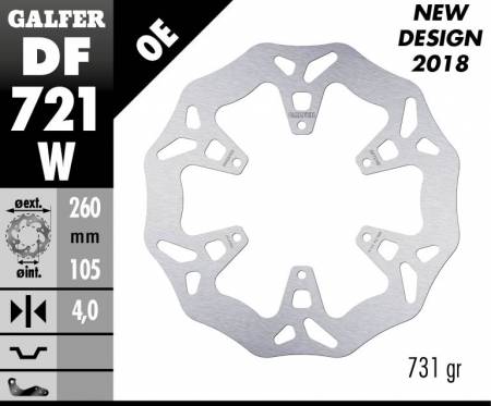 DF721W Galfer Front Brake Disc WAVE FIXED 260x4mm PIAGGIO MP 3 NEW 500 BUSINESS ABS/ASR 2015