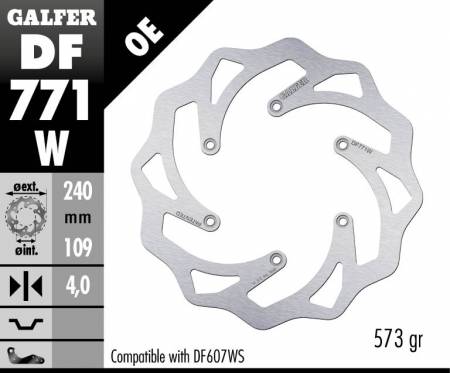 DF771W Galfer Disco Freno Posteriore WAVE FIXED 240x4mm KTM 690 SMC R ABS 2013 > 2015