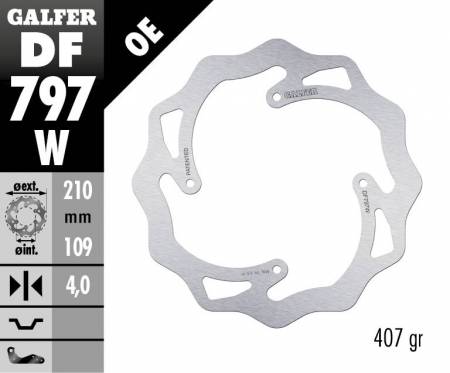 DF797W Galfer Rear Brake Disc WAVE FIXED 210x4mm KTM 150 SX 19/16 2015 > 2018