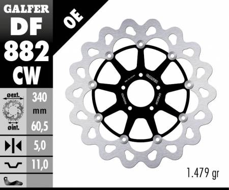 DF882CW Galfer Front Brake Disc WAVE FLOATING COMPLETE (C. ALU.) 340x5mm BUELL M2 CYCLONE 2000