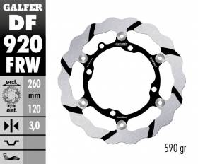 Galfer Disco de Freno Delantero WAVE FLOATING GROOVED 260x3mm SHERCO 450 SEF-R FORK WP-KYB 2015 > 2016