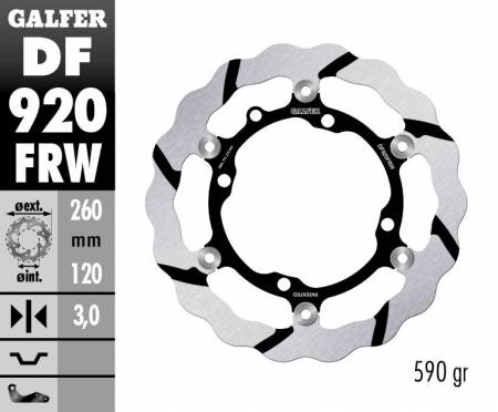 DF920FRW Galfer Front Brake Disc WAVE FLOATING GROOVED 260x3mm SHERCO 300 SEF FORK WP-KYB 2014 > 2015