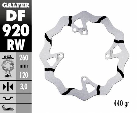 DF920RW Galfer Front Brake Disc WAVE FIXED GROOVED 260x3mm SHERCO 300 SEF-R FORK WP-KYB 2014 > 2015