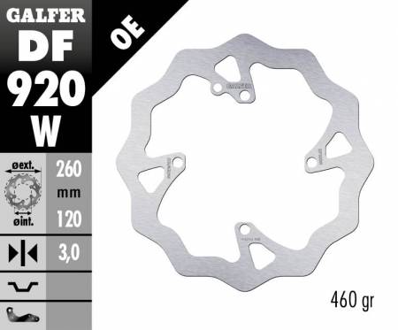 DF920W Galfer Front Brake Disc WAVE FIXED 260x3mm SHERCO 250 SEF-R FORK WP-KYB 2014 > 2015