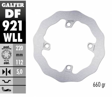 DF921WLL Galfer Disque de Frein Arrière WAVE FIXED SOLID 220X5MM SHERCO 250 SEF-R FORK SACHS 2013 > 2014