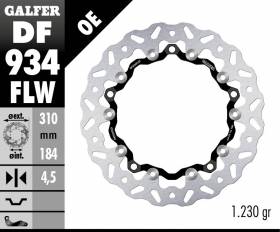 Galfer Front Brake Disc WAVE FLOATING COMPLETE (C. STEEL) 310X4.5MM TRIUMPH TRIDENT 660 2021 > 2022