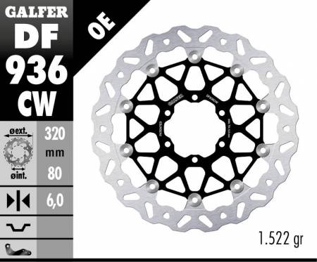 DF936CW Galfer Disco Freno Anteriore WAVE FLOATING COMPLETE (C. ALU.) 320X6MM BMW S 1000 R NAKED 2021 > 2022