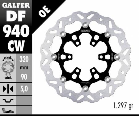 DF940CW Galfer Front Brake Disc WAVE FLOATING COMPLETE (C. ALU.) 320x5mm KTM 390 DUKE ABS 2017 > 2022