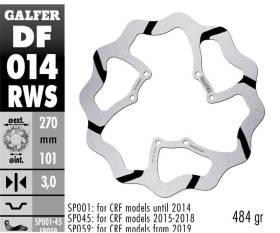 Galfer Front Brake Disc WAVE FIXED OVERSIZE GROOVED 270x3mm HONDA CRF 450 XR LD 2013
