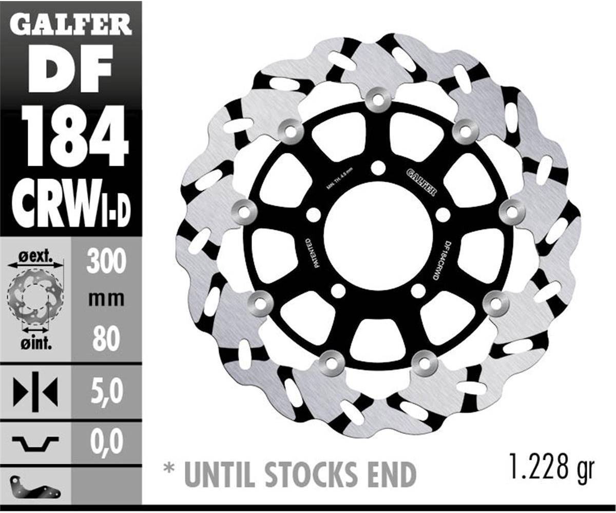 DF184CRWI Galfer Front Brake Disc WAVE FLOATING GROOVED LEFT (C. ALU.) 300x5 KAWASAKI VERSYS 650 ABS LEFT /IZQ ABS 2015