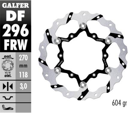 DF296FRW Galfer Front Brake Disc WAVE FLOATING GROOVED (C. STEEL) 270x3mm YAMAHA YZ 250 F 2021 > 2023