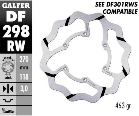 DF298RW Galfer Front Brake Disc WAVE FIXED GROOVED 270x3mm YAMAHA YZ 250 F 2016 > 2017