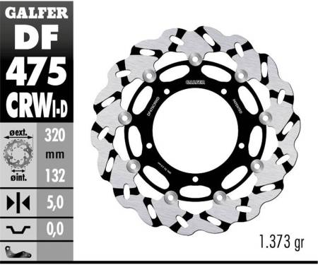 DF475CRWD Galfer Front Brake Disc WAVE FLOATING GROOVED RIGHT (C. ALU.) 320x5mm YAMAHA YZF-R6 2017 > 2020