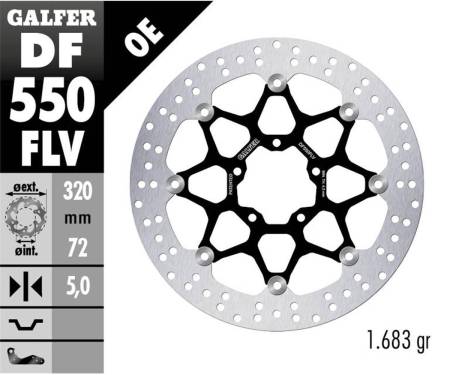 DF550FLV Galfer Disco Freno Anteriore ROUND FLOATING (C. STEEL) 320X5MM ROYAL ENFIELD CONTINENTAL GT 650 2018