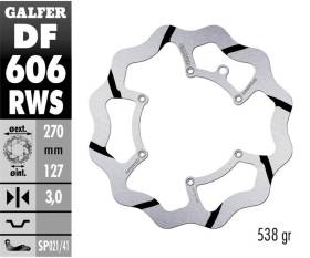 Disque de frein avant Galfer WAVE FIXED OVERSIZE GROOVED 270x3mm HUSABERG 390 FE 2010