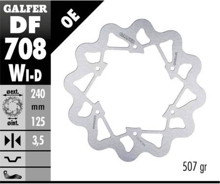 DF708WD Galfer Front Brake Disc WAVE FIXED RIGHT 240x3,5mm DERBI SENDA SM DRD LIMITED 2005