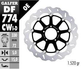 Galfer Front Brake Disc WAVE FLOATING COMPLETE RIGHT (C. ALU.) 330x5 DUCATI 1199 PANIGALE SUPERLEGGERA 2014