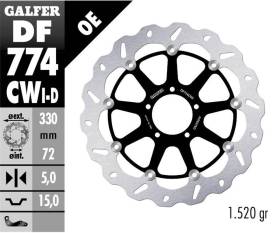 Galfer Front Brake Disc WAVE FLOATING COMPLETE LEFT (C. ALU.) 330x5 DUCATI 1299 PANIGALE S 2015