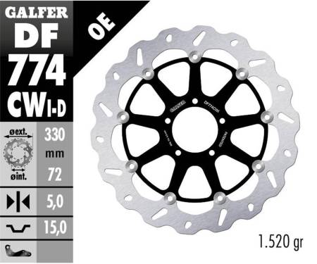 DF774CWI Galfer Front Brake Disc WAVE FLOATING COMPLETE LEFT (C. ALU.) 330x5 DUCATI STREETFIGHTER S 2009