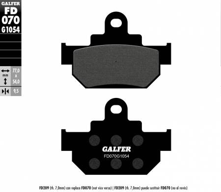 FD070G1054 Galfer Front Brake Pads Maico Gp 250 Cross, E  Fd070