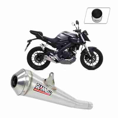 73437GXK + 70512CT Scarico Completo Terminale Nichrom + Cat Giannelli YAMAHA MT 125 2014 > 2016
