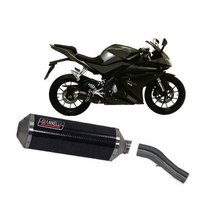 73815C6K + 71504CT Full Exhaust System Giannelli Carbon + Kat Link Pipe YAMAHA YZFR 125 2014 > 2016