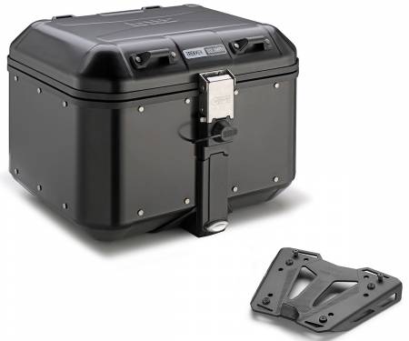 DLM46B + SR1192 + M8B Givi Top Case Trekker Dolomiti Black Suitcase + Fixing Kit 46Lt Honda NC750X 2021 > 2023