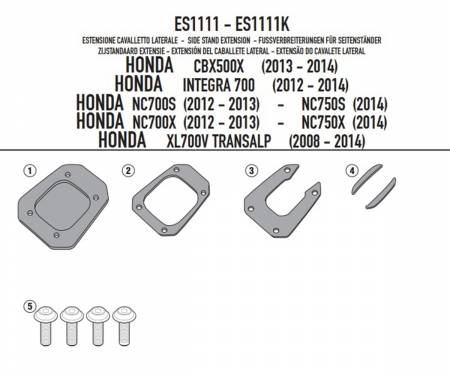 ES1111 Extensión Caballete Lateral Givi Honda CB500X 2019 > 2024