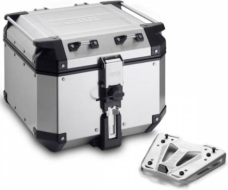 OBKN42A + SR9225 + M8A Givi Top Case Trekker Outback Aluminum Suitcase 42Lt + Fixing Kit CfMoto 800MT 2022 > 2024