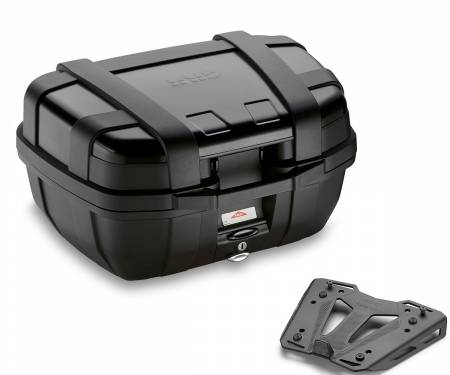 TRK52B + SR9430 + M8B Givi Top Case Trekker 52Lt Suitcase Black Alu Finish + Fixing Kit Ktm 890 Adventure 2021 > 2024