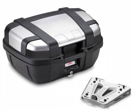 TRK52N + SR9430 + M8A Givi Top Case Trekker 52Lt Suitcase Aluminum Finish + Fixing Kit Ktm 890 Adventure 2021 > 2024