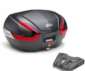 Givi Top Case V47Nn Maleta 47Lt Rojo Reflectores + Kit Fijaciones Yamaha Tracer 7 2020 > 2024