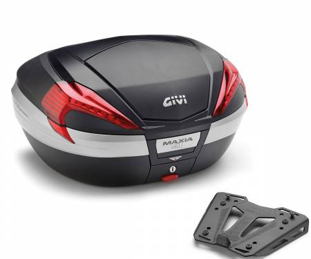 V56NN + SR1178 + M8B Givi Top Case Suitcase V56 Maxia4 Red With Plate + Fixing Kit Honda Africa Twin 1100 2020 > 2023