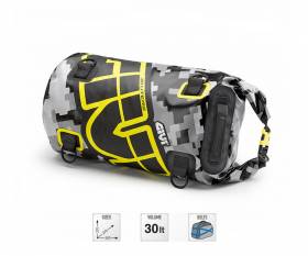 Waterproof roller bag for saddle or GIVI EA114FL 30 lt gray/yellow luggage rack